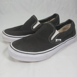Vans Classic Slip-On Black Canvas Skate Sneakers Men’s 5.5 / Women’s 7
